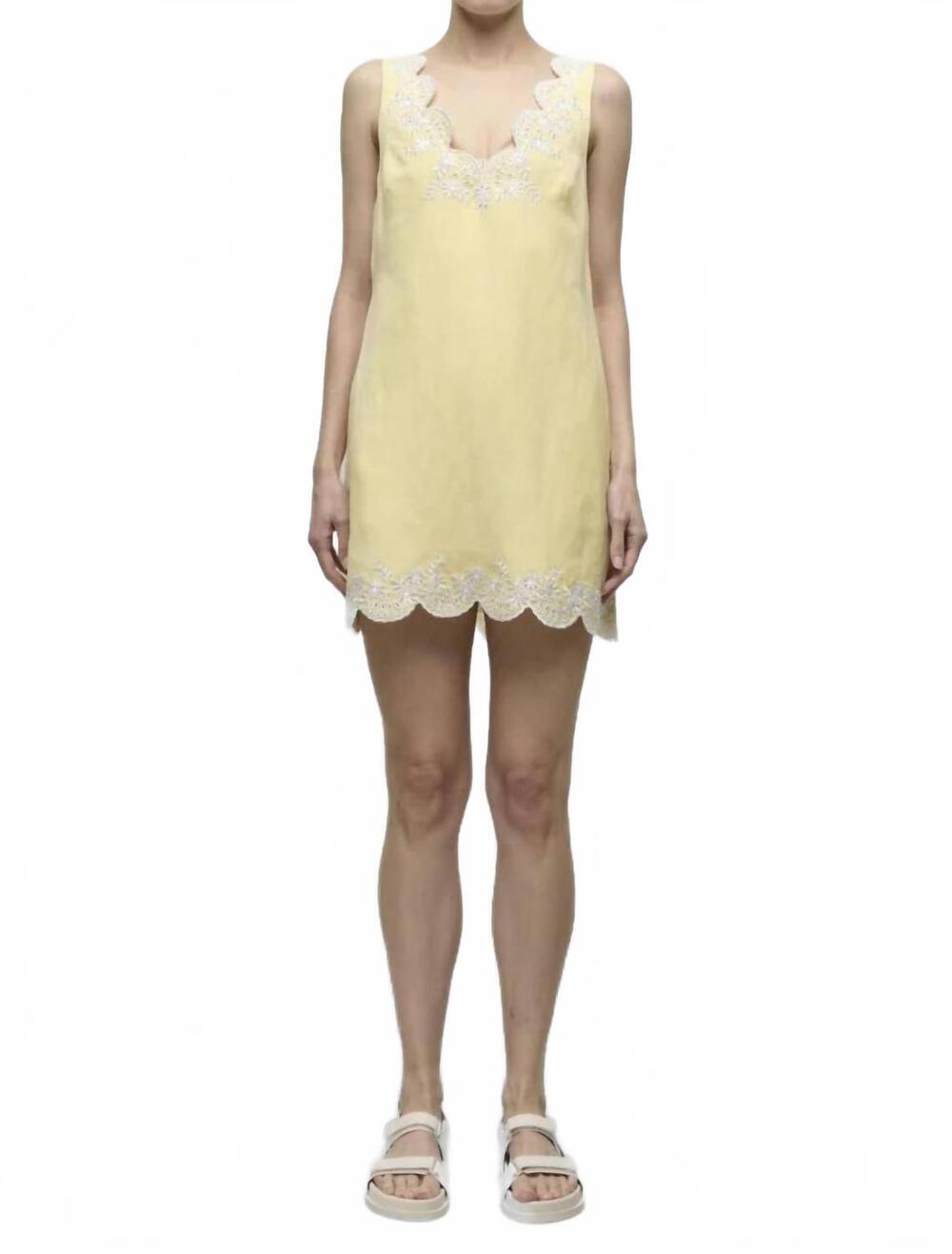 NEW SIMKHAI edena embroidered linen mini dress in buttercream multi